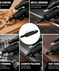 Badass Pneumatic Air Die Grinder Spins At 25000 Rpm with attachments for wood carving, metal grinding, rust removal, and polishing.