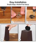 Steps to install Brown 6 Inch Square Solid Wood Furniture Legs Set Of 16 Replacement Feet with screws and felt pads.