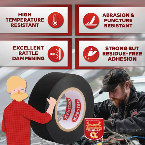 High Temperature Wire Harness Tape Three Quarter Inch By Fifty Foot Five Pack in automotive repair setting