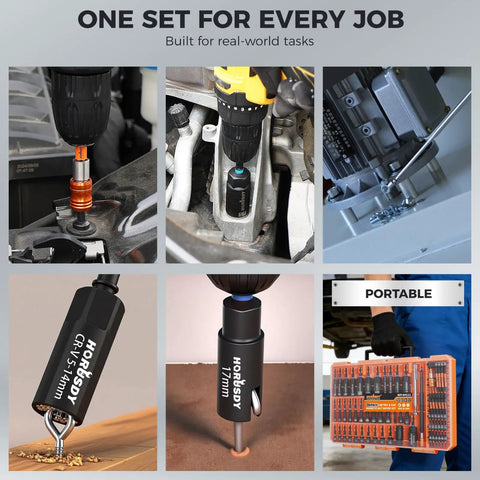 Go-To Heavy Duty Magnetic Impact Nut Driver Set 79-Piece With Metric And SAE Bits 3-Lb Magnetic Pickup Tool Socket Adapters Wing Nut Driver Universal Sockets Quick-Change Bit Holder Extensions And Power Bits