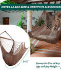 Extra Large Hammock Swing Chair With Spreader Bar For Indoor Or Outdoor Kick Back Relaxing shown installed on patio