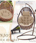 Beige Egg Chair Cushion Replacement 45x45 For Hanging Basket Hammock Swing Waterproof Pad With Headrest on garden patio