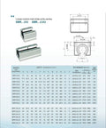 Technical diagram and dimensions of SBR series linear motion slide units for heavy duty linear rail kits
