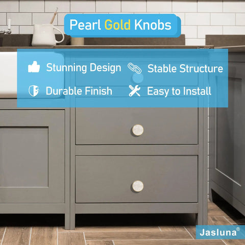 Round Gold Cabinet Knobs Set Of Twelve, One And A Quarter Inch Pearl Bead Drawer Pulls In Brushed Brass on kitchen cabinet