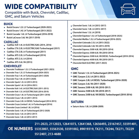 Wide compatibility guide for Beat The Heat Engine Coolant Temperature Sensor with Wiring Harness Connector for Chevy vehicles