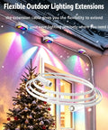 Heavy Duty 10 Foot Extension Cord For Govee Prism Outdoor Lights Plug And Play Three Pin Design shown with colorful lights.