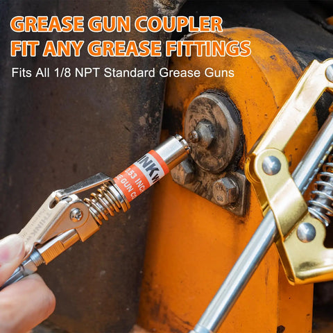 Mini Grease Gun Kit For 3 Oz Tubes With 3000 PSI Pistol Grip Lube Gun And Half Inch Coupler With Needle Nozzles in use