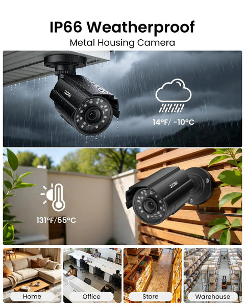 8 Channel 3K Lite HD-TVI Security System for indoors or outdoors with AI human and vehicle detection night vision metal CCTV cameras.