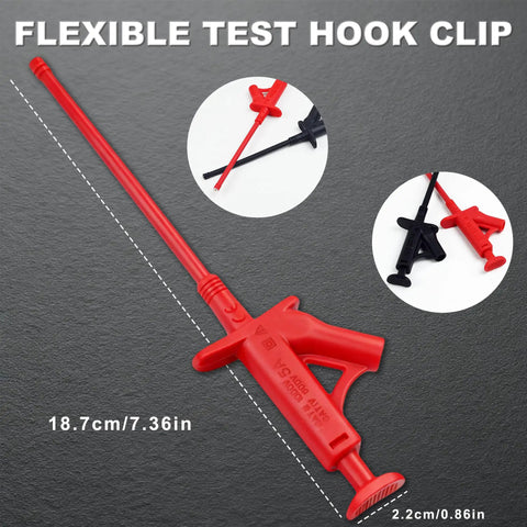 Professional Flexible Test Hook Clip Set For IC Probes And High Voltage Insulation, Grabbers And Jumpers For Multimeters And Clamp Meters, Ideal For Automobile Inspections, Red And Black