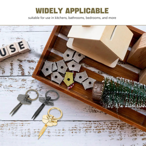 Vintage Style Retro Cabinet Drawer Pull Handles Set 15 Pieces shown with decorative wooden items