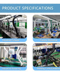 Tough As Nails Flexible Fume Extraction Arm With Heavy Duty Dust Collection Hood and Snappy Articulated Hose in factory workshop setup.
