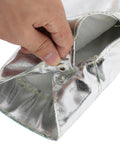 Close-up of Heavy Duty Heat Resistant Aluminum Foil Arm Sleeves waterproof snaps for secure fit, 2 Pack.