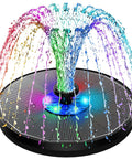 Pro Grade 3.5W Glass Panel Solar Fountain With RGB Night Show And Anti Drift Fixer 7 Nozzles Strong Floating Bird Bath