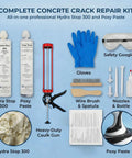 Ditch That Drip Forever With This Complete Polyurethane Leak Repair Foam Kit For Pipe Penetrations And Foundation Cracks Up To One Inch, Smooth Sailing DIY Setup Included, featuring Hydra Stop 300 and Poxy Paste.