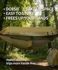 Image of 3 In 1 Camping Hammock Tent With Mosquito Net And Rainfly in forest, portable setup with carry bag