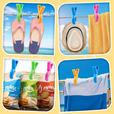 Heavy Duty Beach Towel Clips Eight Pack For Beach Chairs And Pool Loungers Jumbo Size With Strong Grip No Indentation Marks
