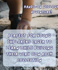 STEM Rock And Mineral Kit For Kids With 30 Real Geology Specimens Hands On Viewer Identification Tools And Testing Tools Geology Set For Young Geologists Ages 8 And Up, child holding rocks