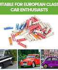 Top Shelf European Classic Car Torpedo Fuse Kit 50 Piece Set With 5A 8A 16A 25A Amps, colorful zinc alloy blades suitable for classic cars.