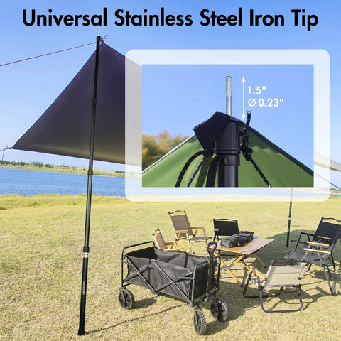 Telescoping Tarp Poles 4 Pack, Lightweight Aluminum Camping Poles with sun shade setup, adjustable 2.67 to 7.67 ft, outdoor use