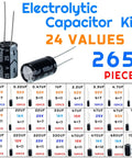 265 Piece Electrolytic Capacitor Kit With 24 Values From 0.1uF To 1000uF In Inline Aluminum Capacitors 10V 16V 25V And 50V