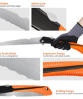 Insulation Hand Saw With 16 Inch Steel Blade And Wavy Serrated Teeth For Cutting Wood Fiber Board Foam Mineral Wool Styrofoam Rockwool Pro Grade Fast Cutting Utility Tool For Pros And DIY Projects, featuring folding design and safety lock