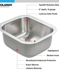 Stainless Steel Kitchen Bar And Prep Sink, 10 Inch Undermount With Strainer, Built To Last, featuring sleek satin finish and undercoating.