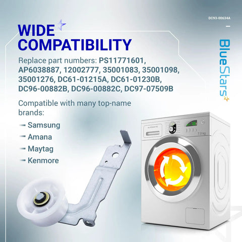 Upgraded Dual Ball Bearings Dryer Idler Pulley With Sturdy Clip Compatible With Samsung Dryers on compatibility guide