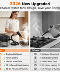 Woman using Primiorix 1500W Pressurized Steam Cleaner in Black on stovetop for cleaning with steam.