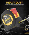 Two Pack 25 Foot Tape Measure With 1 Inch Nylon Coated Blade Dual Sided Matte White And Yellow Print Feet Inches Fractions And Metric True Zero Hook Heavy Duty Anti Skid Case For Quick Measurements with firm grip anti-skid case
