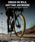 Cyclist using Two Pack Road Bike Tire Liner For Flat Protection, Lightweight Guard Strip on road with glass debris