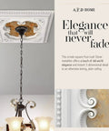 Four Leaf Clover Square Chandelier Medallion For Ceiling Lights And Fans 24 Inches White And Gold Adds Old World Elegance