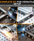 8 Pack Welding Table Fixture Pins With Adjustable Height And Anti Slip Grip in use on V Groove and square tubing setups