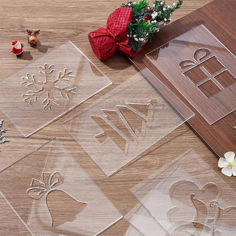 Hella Precise Acrylic Router Templates That Double As Eight Reusable Carving Stencils For Wood And Fabric Featuring festive Christmas designs.