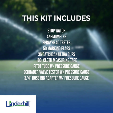 Image showing components of the AuditMaster On Site Sprinkler Performance Auditing Kit For Turf And Golf Green Irrigation With Cup Heads Large