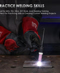Person using welding torch on 20 Pcs 2x4 Inch Mild Steel Welding Plates 11 Gauge 50 x 100 x 3 Mm DIY Cuboid For MIG TIG Gas Arc Stick