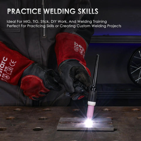 Person using welding torch on 20 Pcs 2x4 Inch Mild Steel Welding Plates 11 Gauge 50 x 100 x 3 Mm DIY Cuboid For MIG TIG Gas Arc Stick