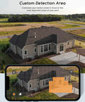 House with custom detection area on app for 4MP Solar Wireless Security Camera System Kit With 4 Cameras, 360 Degree Pan Tilt