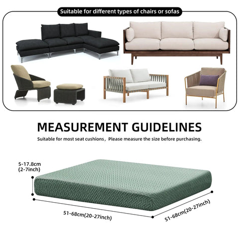 Outdoor Cushion Covers Set For Patio Furniture 8 Pieces, Stretch Slipcovers For Sofa and Chairs, measurement guidelines shown