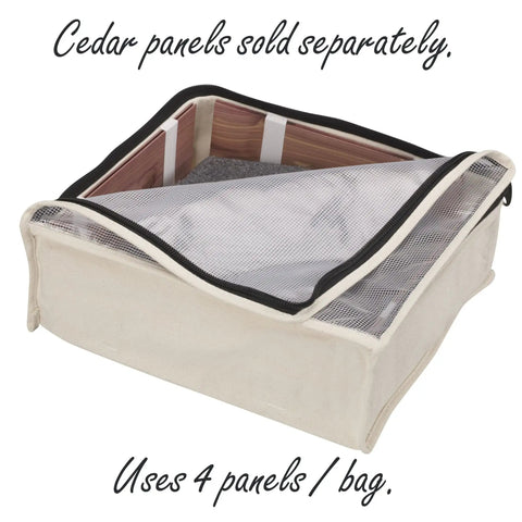 Under Bed Sweater Storage Bags 2 Pack Made From Breathable Cotton Canvas With Zippers And Clear Top Window for visuals, cedar visible