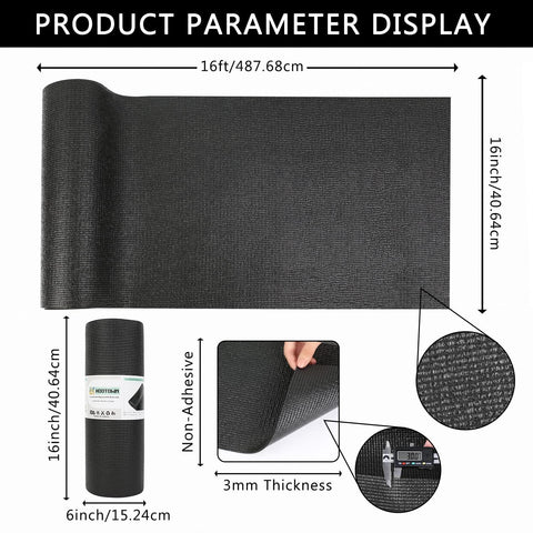 Foam Toolbox Drawer Liner Mat One Eighth Inch Thick Sixteen Inches Wide Sixteen Feet Long Black No Slip Tool Protector