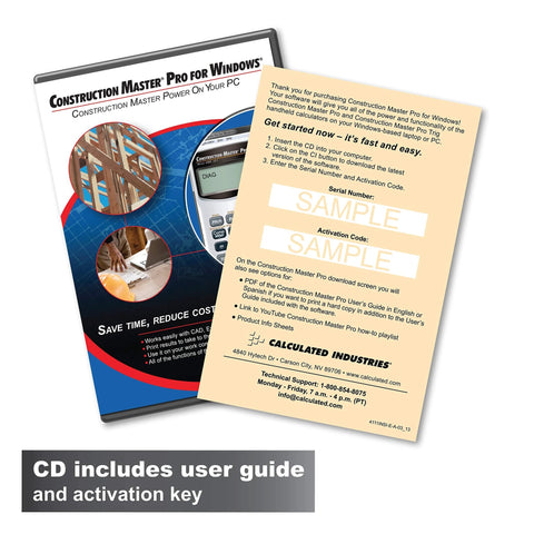 Construction Master Pro Software For Windows Delivers Fast Takeoffs And Estimates With manual and activation card.