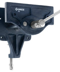 6-Inch Portable Woodworking Vise with Dual Mount Bench Clamp or Bolt-Down setup, cast iron body, chrome-plated screw.