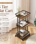 Kicking Your Hosting Game Up A Notch Requires This Rolling Three Tier Bar Cart Featuring Smooth Casters And Smart Storage Shelves For Effortless Drinks Service Across Any Kitchen Or Living Area Making Organization A Breeze And Entertaining Totally - stylish wood and metal bar cart with three shelves and smooth wheels.