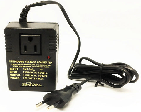 200W Travel Step Down Voltage Converter 220V To 110V For Europe And Asia with Euro plug and power cord