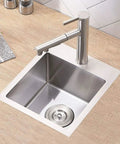 Drop In Bar Sink For RV Kitchen 15x15 Topmount Wet Bar, Single Bowl, Handcrafted 18 Gauge SUS304 Stainless Steel With Brushed Nickel Finish