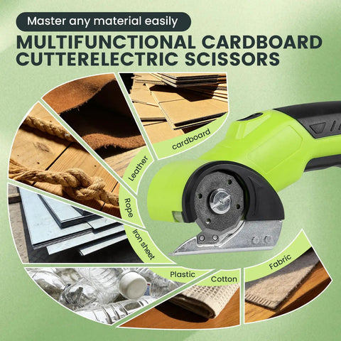 Heavy Duty Cordless Electric Box Cutter With Badass Cutting Power And No Sweat Operation For Fast Shipping Breakdowns, with diverse materials.