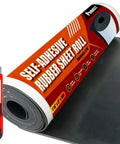 Heavy Duty Tough As Nails Neoprene Rubber Sheet Roll With Adhesive Backing One Sixteenth Inch Thick Twelve Inch Wide Ten Feet Long For DIY Gaskets Seals Flooring And Weatherproofing With Included Utility Knife on display with utility knife