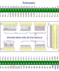 Schematic for DIN Rail Mount Pinout Breakout Terminal Block Module For Arduino Mega 2560 R3 and Due showing pin connections.