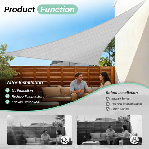 Triangle Shade Sail 6 Ft By 6 Ft By 6 Ft Built To Last Outdoor UV Blocking Sun Shade Canopy For Patio Garden And Pool Light Grey Durable HDPE Fabric