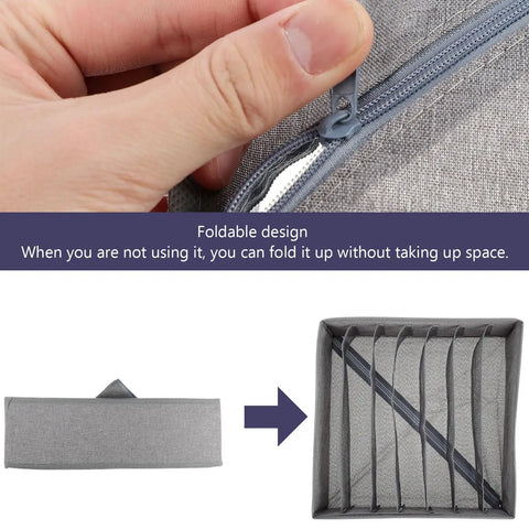 Multi Pocket Cloth Drawer Organizer For Bras Socks Ties And Briefs with foldable design for easy storage.